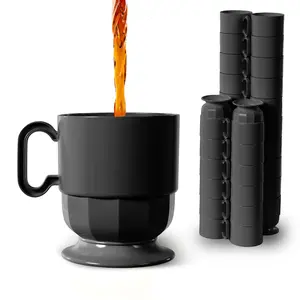 4 Oz. Black Mini Espresso Mugs W/ Handle | 8 Count