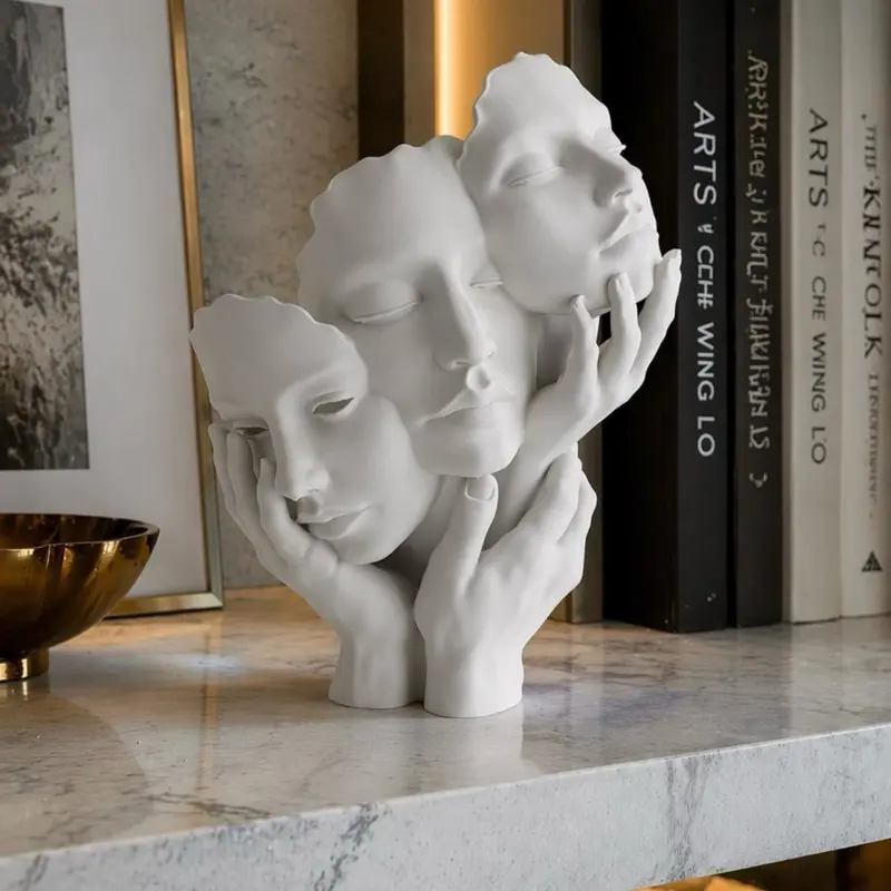 Elegant White Marble Sculpture - Abstract Art Piece for Modern Home Decor - Perfect for Bookshelves & Living Rooms