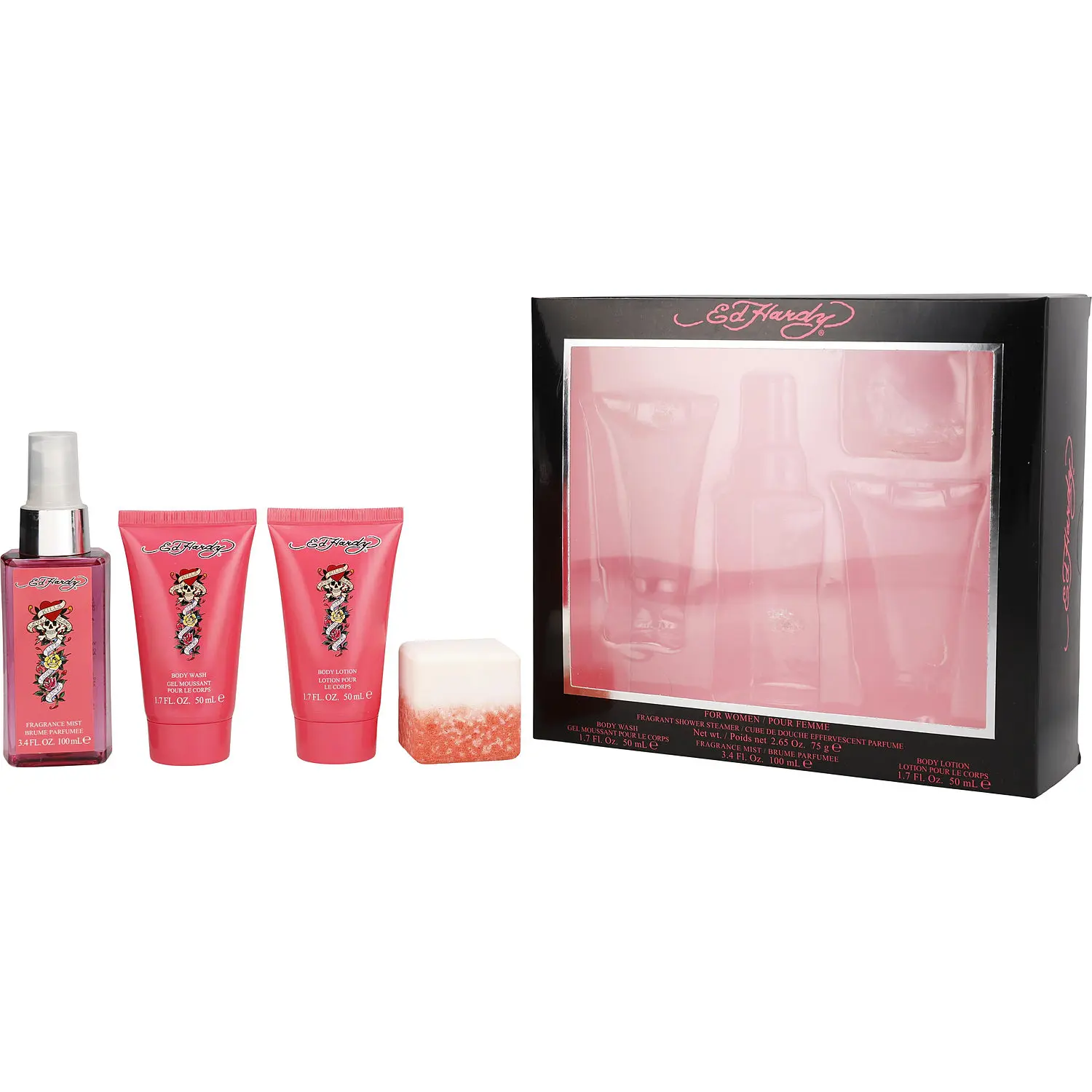 Ed Hardy Set-Body Mist 3.4 Oz & Body Wash 1.7 Oz & Body Lotion 1.7