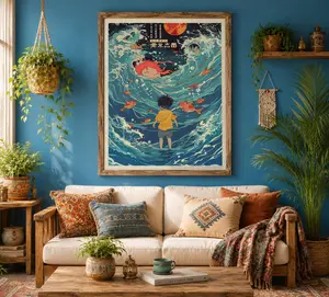 Ponyo Anime Art Print, Inspired Ponyo Print, Studio Ghibli Print, Home Decor Print, POSTER NO FRAME