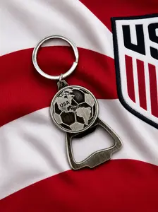 USA Soccer Keychain Bottle Opener – Metal EDC Key Ring Opener for Patriotic Soccer Fans