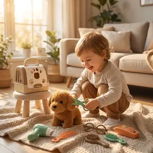 Dog Shape Toy Set, Dog Care Role Play Educational Toys, Pet Simulation Game Toys, Realistic Dog Model Toys, Home Party Supplies