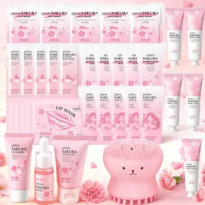 34PCS Skin Care Set JAPAN SAKURA Beauty Gift Sets Skin Care Kit with Face Mask, Lip Mask, Eye Cream, Anti-Aging Serum, Moisturizer Facial Cream,Mud Mask,Hand Cream,Essence Cream for Women Teen Girls Mom Daughter Mother's Day Christmas Birthdays Birthday