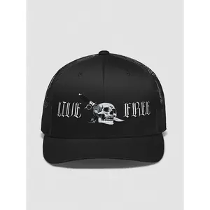 LIVE FREE Trucker Hat w/ Embroidered Skull &amp; Knife