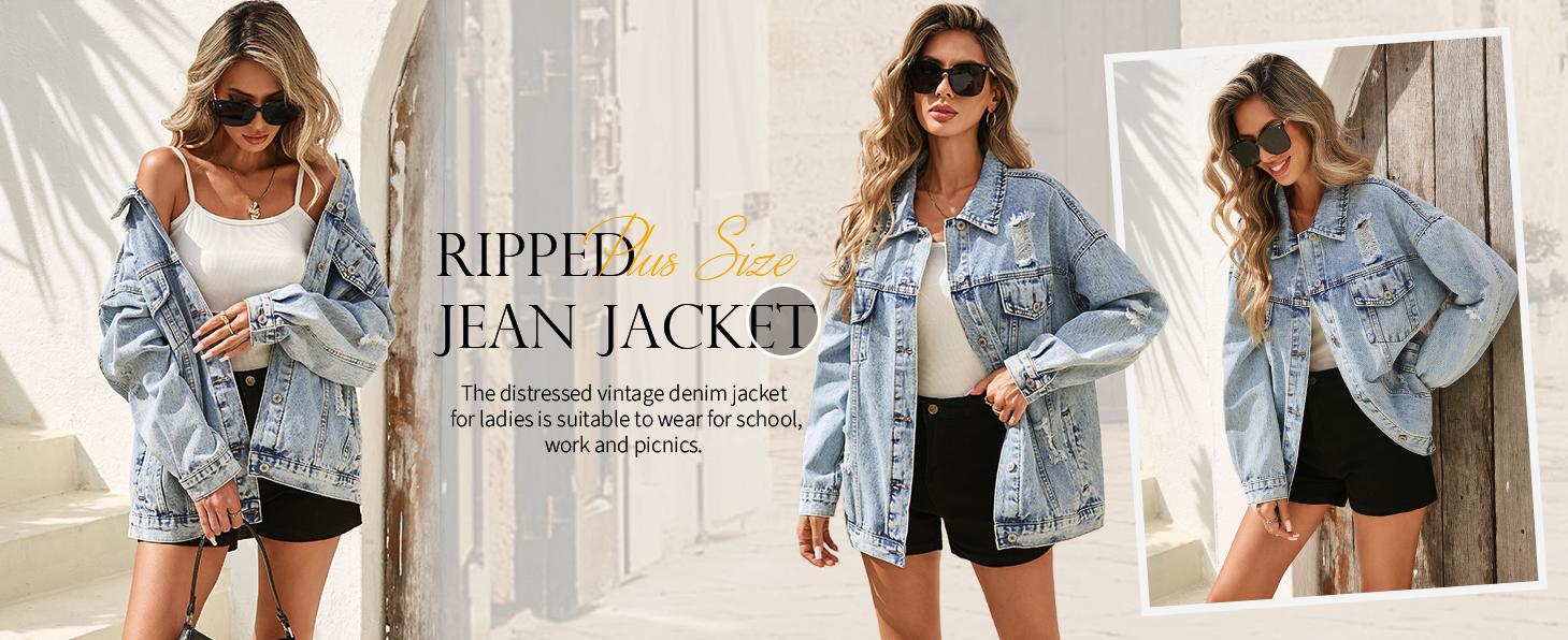 Women's Vintage Distressed Denim Jacket