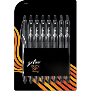 BIC Gelocity Quick Dry Black Gel Pens 0.7mm Medium Point 8-Count Pack Retractable Comfort Grip Smear Resistant Dries in 5 Seconds
