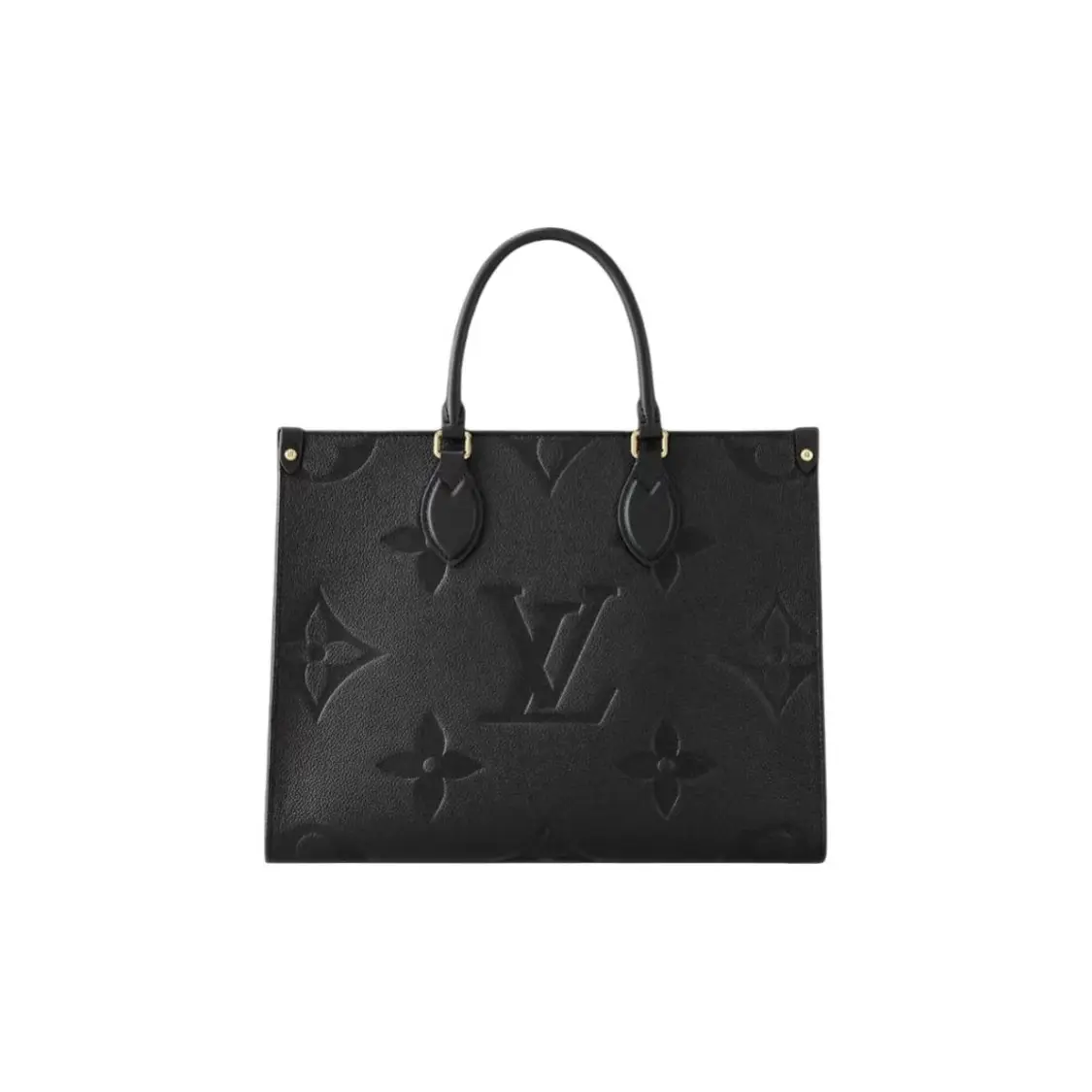 Pre-owned Louis Vuitton leather Shoulder Bags Black Monogram Empreinte Grained Medium Onthego Tote Handbag With Top Handles