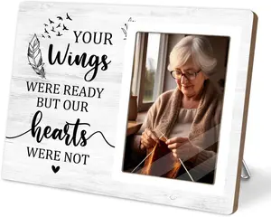 Memorial Photo Frame, Sympathy  for Loss Loved Ones, in My Heart, in Loving Memory Wooden Picture Frame, Passed  Condolence Gifts for Memorial Death Loss of Loved(White-Heart 4 x 6 Photo)