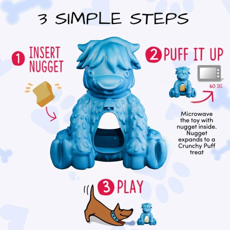 Yak Puff and Play Dog Toy Interactive Enrichment Treat Dispensing Dog Toy