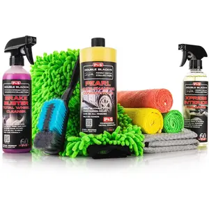- Complete  Cleaning Kit - Includes  Wash Soap, Wheel Cleaner, Interior  Cleaner, Wash Mitt + Pad, Drying Towel, Microfiber Towels, Wheel Brush - 10 count Kit