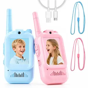 Video Walkie Talkies for Kids, 2 Pack Rechargeable with Screen and 4 Voice Changers, Gifts for Boys Girls Ages 3-12, Indoor Outdoor Toys for Family Games Camping