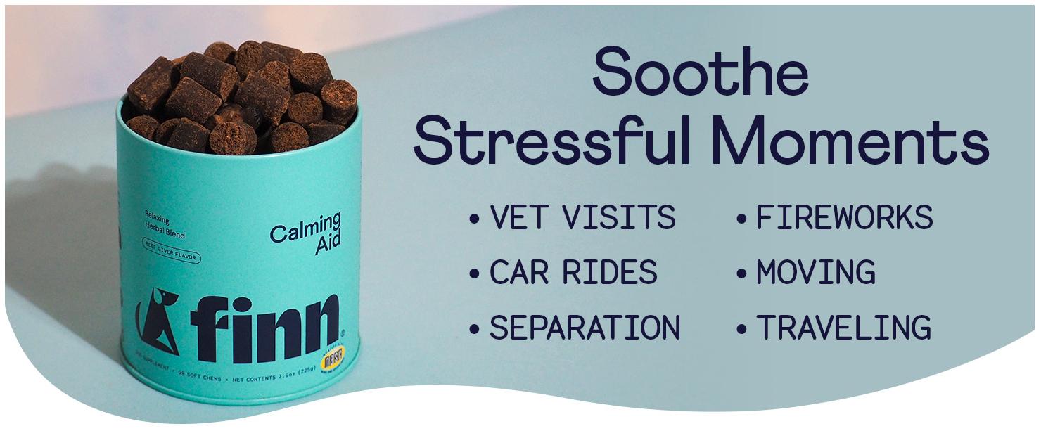 FINN Calming Aid for Dogs - Natural Calming Chews, Melatonin, Stress Support, Separation Support, Sleep Support - 90 Soft Chews Supplements FINN Calming Aid for Dogs - Natural Calming Chews, Melatonin, Stress Support, Separation Support, Sleep Support - 90 Soft Chews Supplements