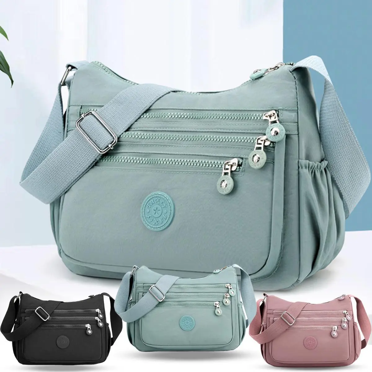 Women's Nylon Crossbody Shoulder Bag, Multi-Function Anti-Theft Purse with Multiple Pockets for Travel and Daily Use