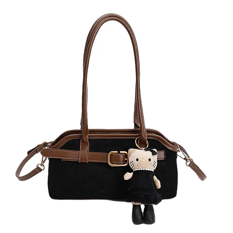 Korean-style retro niche suede underarm bag for women, 2025 autumn trendy casual work and commuting shoulder handbag