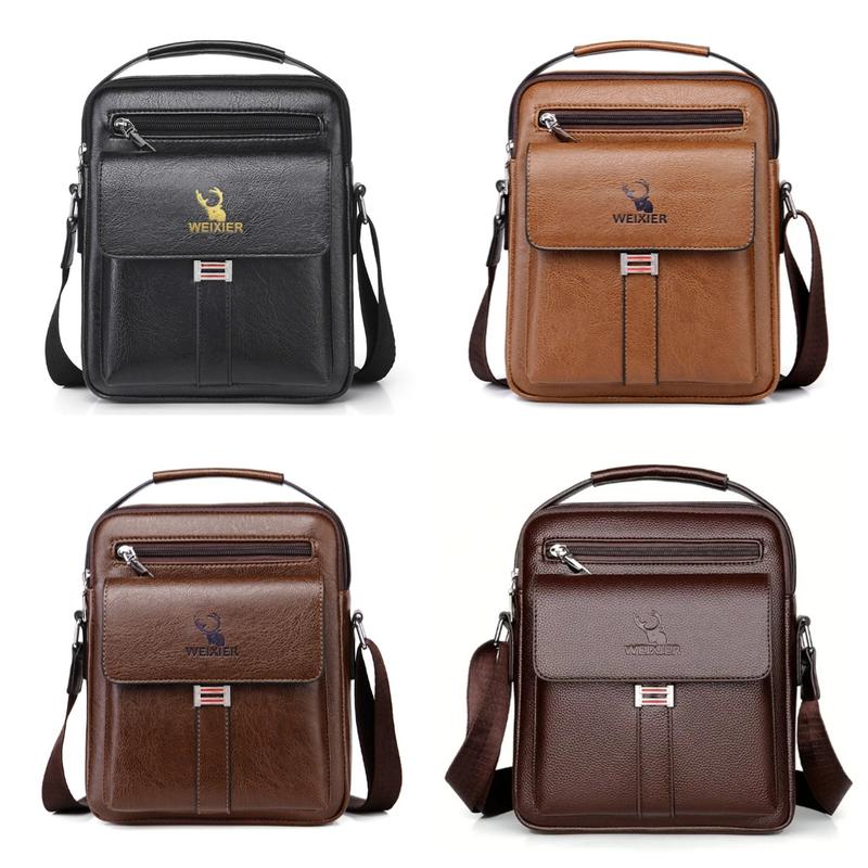 【Local Delivery】Maxoner Messenger Bag for Men Business Vintage Leather Sling Shoulder Purse Portable Travel Crossover Handbag Crossbody