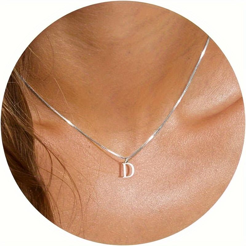 1-Pack 26 English Alphabet Silvery Letter Necklace for Women, s' Delicate Letter Pendant Name Necklace A-Z Gift