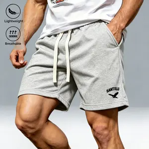 Men's Casual Cotton Shorts 5" Inseam Lightweight Breathable Athletic Workout Sweat Shorts with Pockets for Gym Running Daily Wear