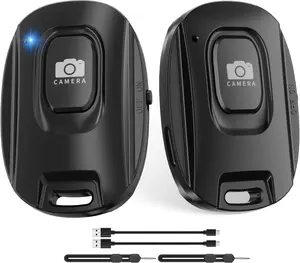 2 Pack Rechargeable  Camera Remote Shutter for  and Android Smartphones,  Phone Remote Control,Selfie Button for Photos and Videos   and Wrist Strap Included