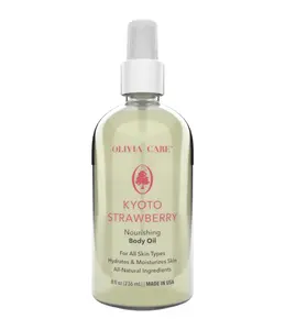 OLIVIA CARE Kyoto Strawberry Nourishing Body Oil - 8 oz. Moisturizing & Hydrating Aromatic Formula for Soft Smooth Skin Made in USA
