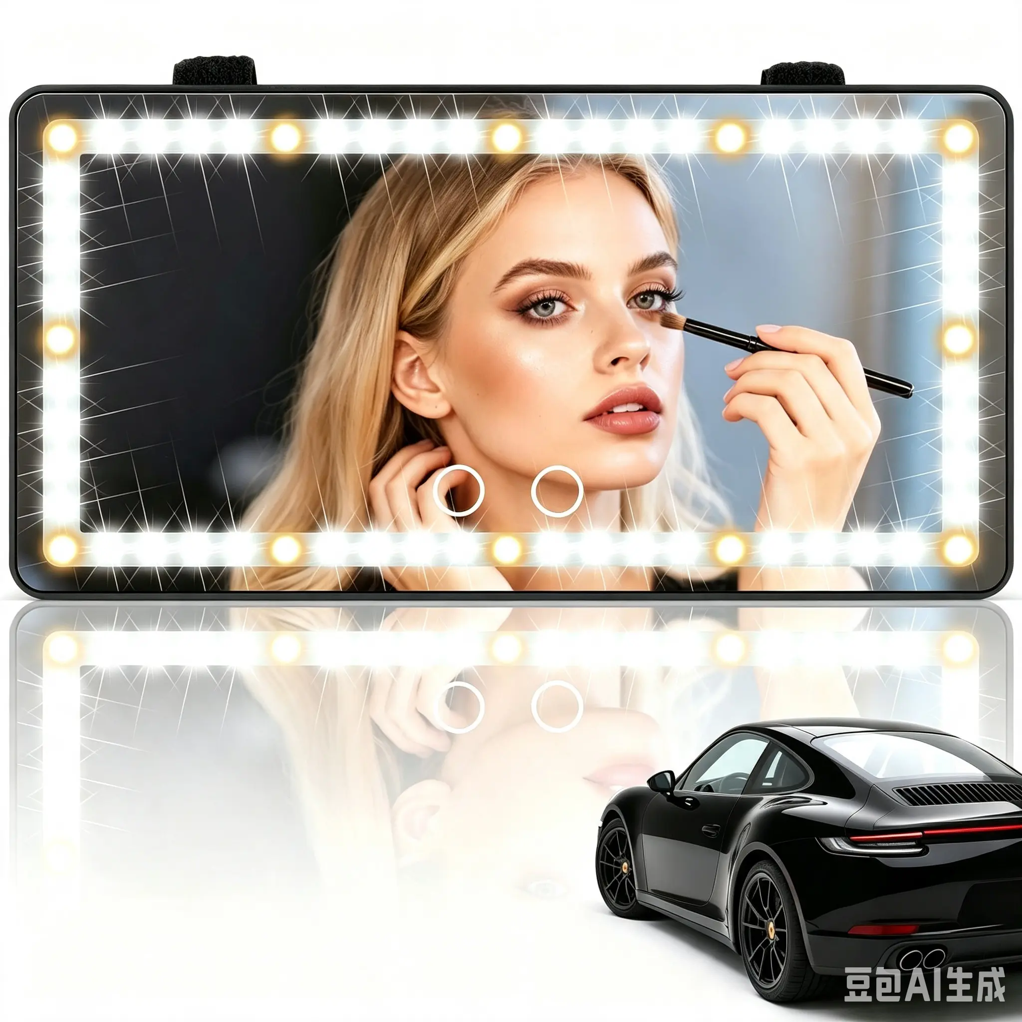 【Summer Survivals 】Joytutus  Sun Visor Vanity Mirror with 60 Dimmable Touch Control LEDs, Rechargeable (50% Brighter, 60% More Energy Efficient), Universal Fit, Included Batteries, Led  Ambient Light, Automotive Decoration Accessory,  Accessories