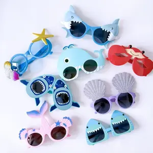 8 Pcs Hawaiian Party Glasses Set, Ocean Series Shark, Shell, Whale, Crab Designs, Perfect for Beach Parties, Costume Balls, and Gatherings