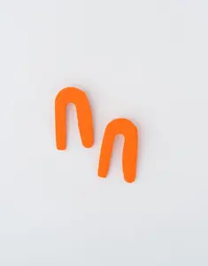 Altitude Clay Earrings - Bold Orange Arch Design 5cm Polymer Clay Lightweight Comfortable Handmade Jewelry for Casual Wear