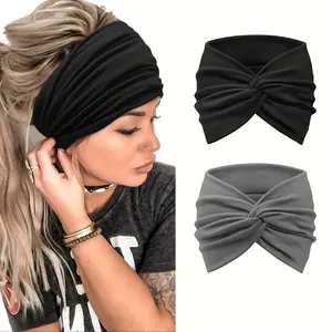 [Soft Headbands] 2pcs Non-Slip Soft Women’s Knot Headbands |     Bohemian Leopard Print Comfortable Hairbands for Yoga, Workouts, Running, Exercise & Daily Use, Twist Knot Design, Durable Headwear