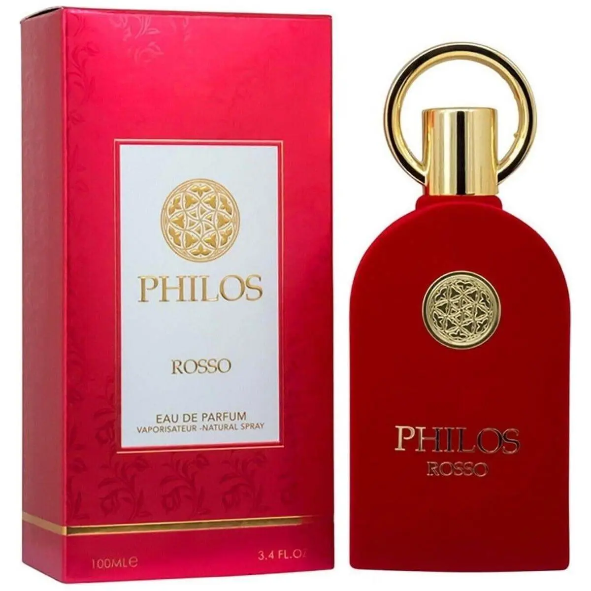 Philos Rosso Eau de Parfum for Men - EDP Perfume Fragrance, Floral Musk Scent with Vanilla and Rose Notes, 3.4 fl oz, New in Box