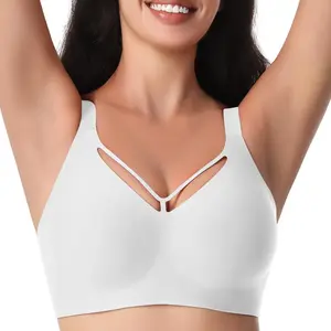 WANAFREE Wireless Seamless V Neck Bras for Women Plus Size Smooth Bralettes