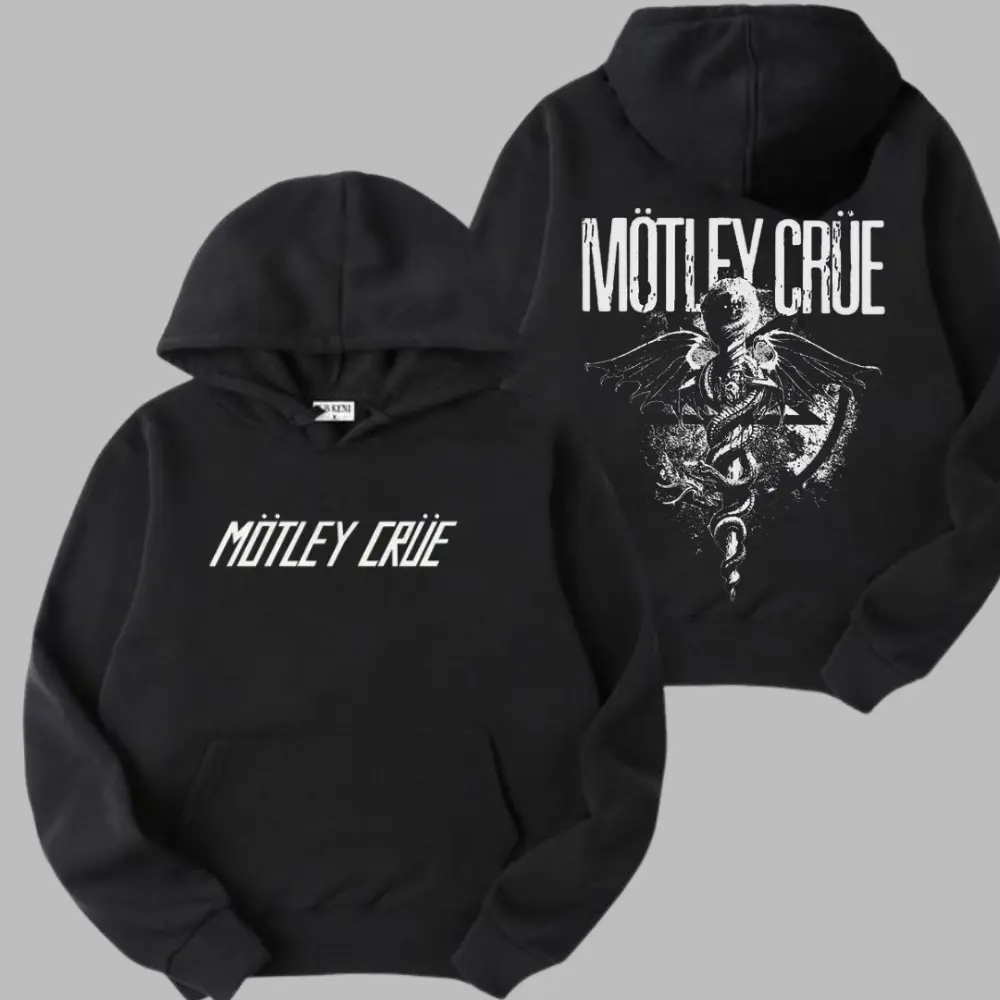 Motley Crue Women's Vintage Dr. Feelgood Rock Band T-Shirt - Classic Spandex-Yarn Fabric, Solid Fleece Pullover, Drawstring Bottom, Retro Top for Rock Music Lovers, Sweatshirt & Hoodie Options, Casual, Fit, Jersey, Sleeves, Cotton