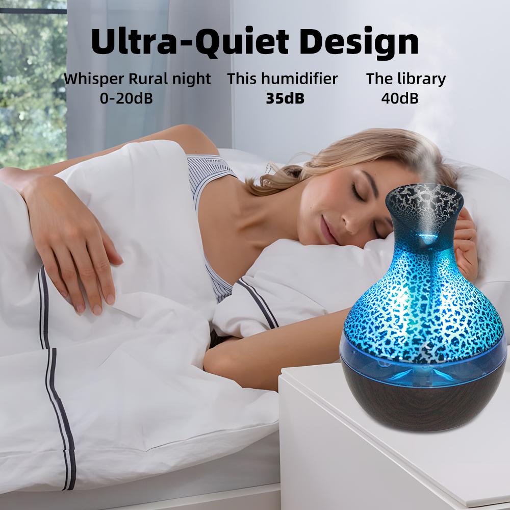 Portable USB Humidifier Diffuser for Travel & Office  300ml Compact Cool light Mist for Dry Air with 2 Essential Oils Perfect for Bedroom home decor essential oil diffuser aromatherapy oildiffuser Humidifier with Auto Off colorful aroma remote control