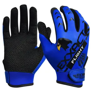 Exxact Sports Flight Baseball Batting Gloves Youth & Adult with Textured Leather Palm, Softball Batting Gloves for Women/Men (Blue), Sporty Sports Gloves
