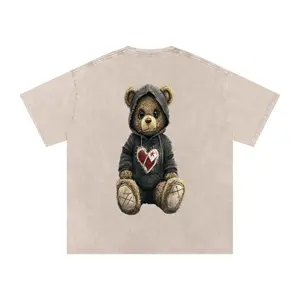 StitchHeart Rebel Oversized Vintage-Wash Tee - Unisex Fit, 100% Heavyweight Cotton, DTG Print, Raw-Edged Details, Distressed Stitching, Heart Design