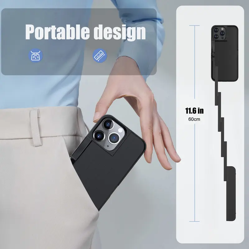iPhoneアクセサリー TIDEOK 3-in-1 Phone Case Selfie Stick Compatible with iPhone case with selfie stick, Extendable Cell