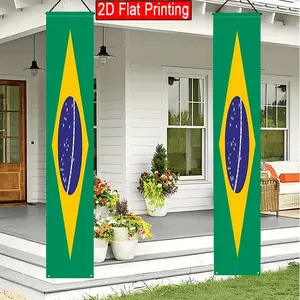 2 pieces, Brazilian flag porch couplet banners, polyester fabric, suitable for living rooms, bedrooms, offices, birthdays, anniversaries, home decor, outdoor and indoor parties, photography backdrops, and birthday party supplies