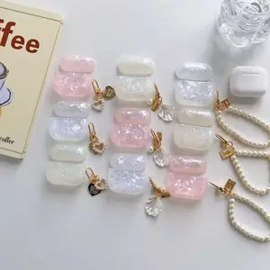 Pearl Earphone Cases For Airpods 4 Leopard Pendant Headphone Protective Cover For Apple Airpod 3 Pro 2 1 Generation Case