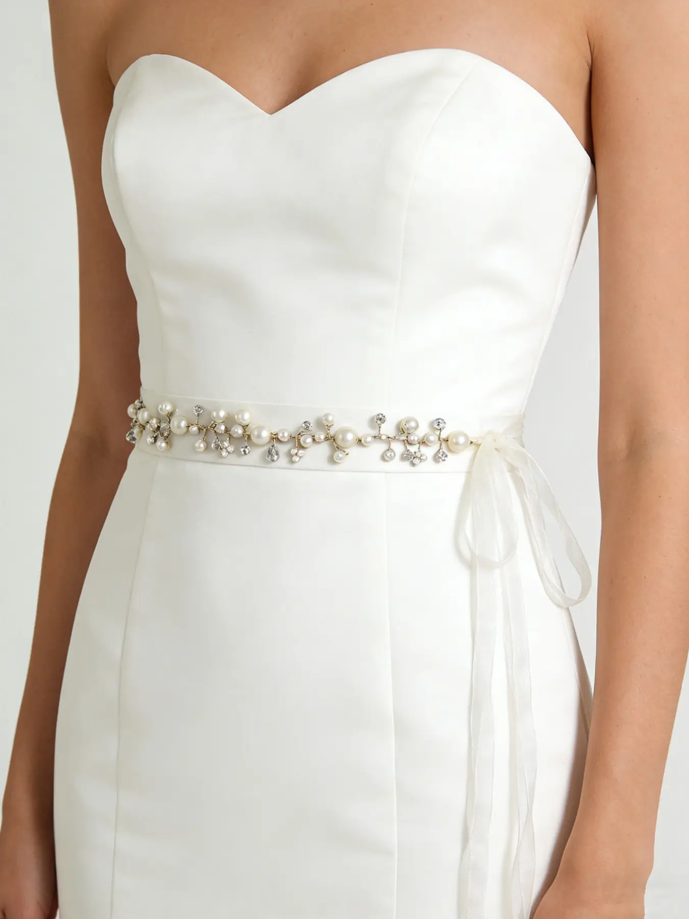 Bride Artificial Pearl Crystal Belt, Handmade Wedding Gown Waist Chain, Luxury Forest Vine Accessory, Elegant Bridal Fashion