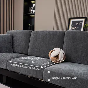 1pc Chevron Texture Chenille Sofa Cover, Half Wrap Sofa Slipcover, Stretch Non-Slip Furniture Protector, Washable Wear Resistant Pet Scratch Proof Couch Cover For Straight & L-Shaped Sofa
