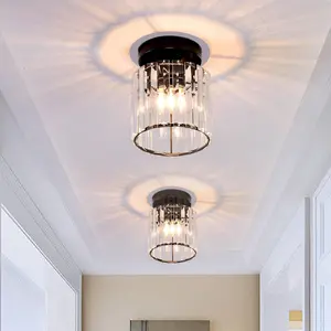 Set of 2 Crystal Chandelier Mini Crystal Ceiling Light Fixtures, Modern Flush Mount Ceiling Light for Dining Room, Hallway, Living Room