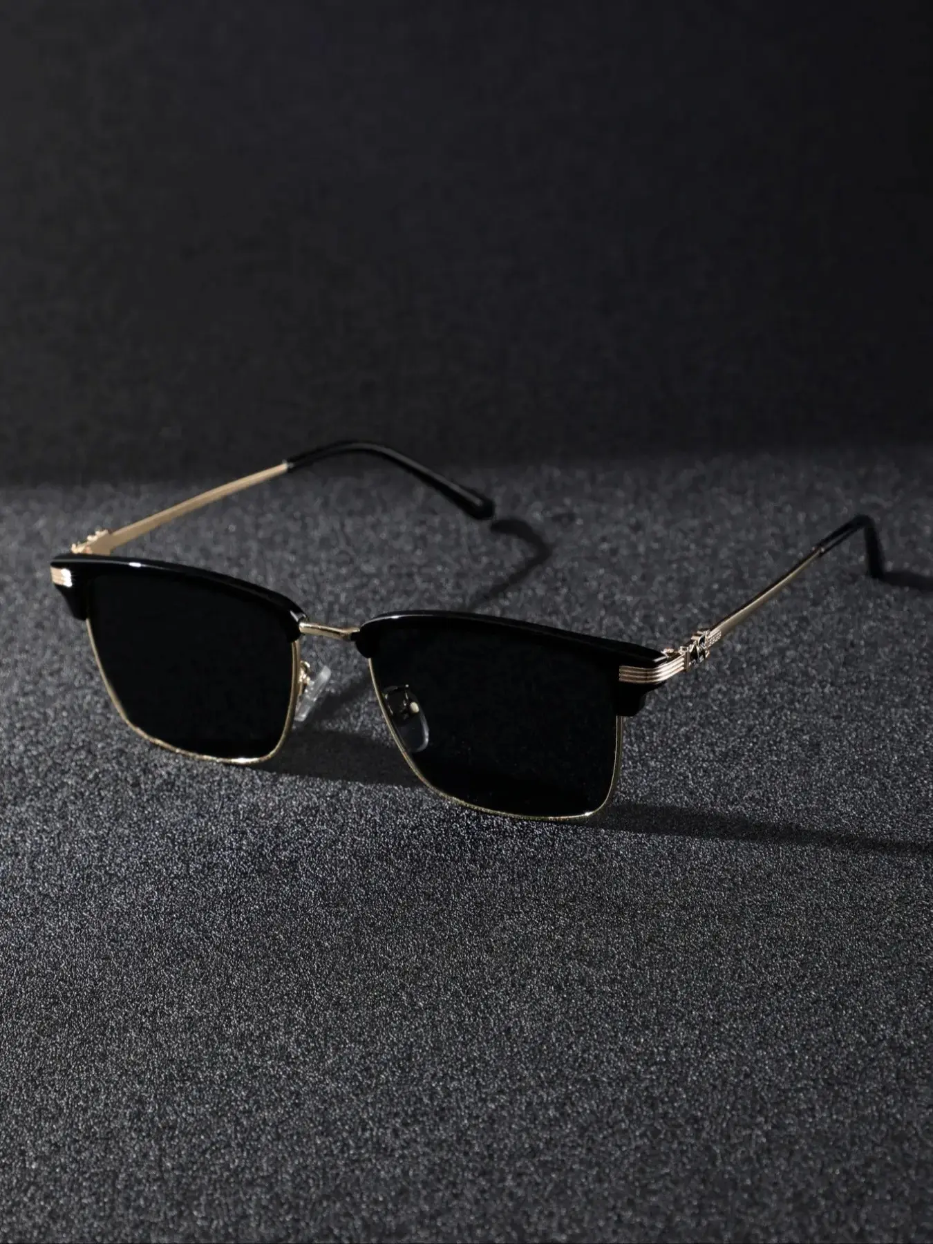 2026 New Men's Half Frame Metal Temple Fashion Glasses for Travel, Parties, Beach Vacations, Model Photography, Trendy Square Sunglasses, Tinted Lens Glasses, Trendy Styling Sunglasses