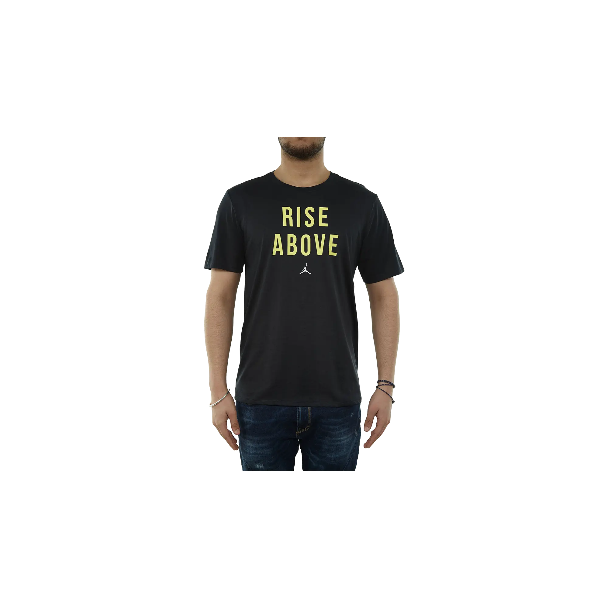 Jordan Jumpman Rise Above Mens T-Shirt "Black / Volt Yellow" 882100 011
