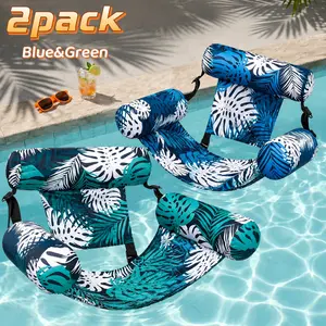 2-Pack Inflatable Adult Hammock Loungers with Backrest, Portable Pool Floats for Summer Relaxation at Lakes, Beaches, Easy-to-Store Outdoor Water Chairs, Pools