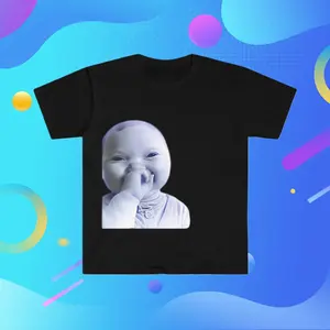 100% Cotton Funny AI Baby Holding Laugh Meme Viral Trend T-Shirt