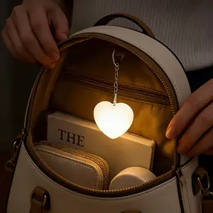 1Pc Rechargeable Mini Heart-Shaped Touch Night Light, Soft Light, Gentle Eye Protection Illumination, Portable Travel Night Light, Ideal Gift for Valentine's Day, Family Gatherings, and Christmas.