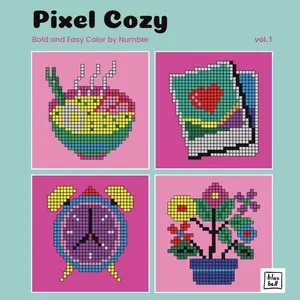Pixel Cozy Vol.1: Bold and Easy Pixel Color-by-Number Coloring Book | Square Grid Pixel Art of Cozy Everyday Objects for Calm Focus and Offline Creativity