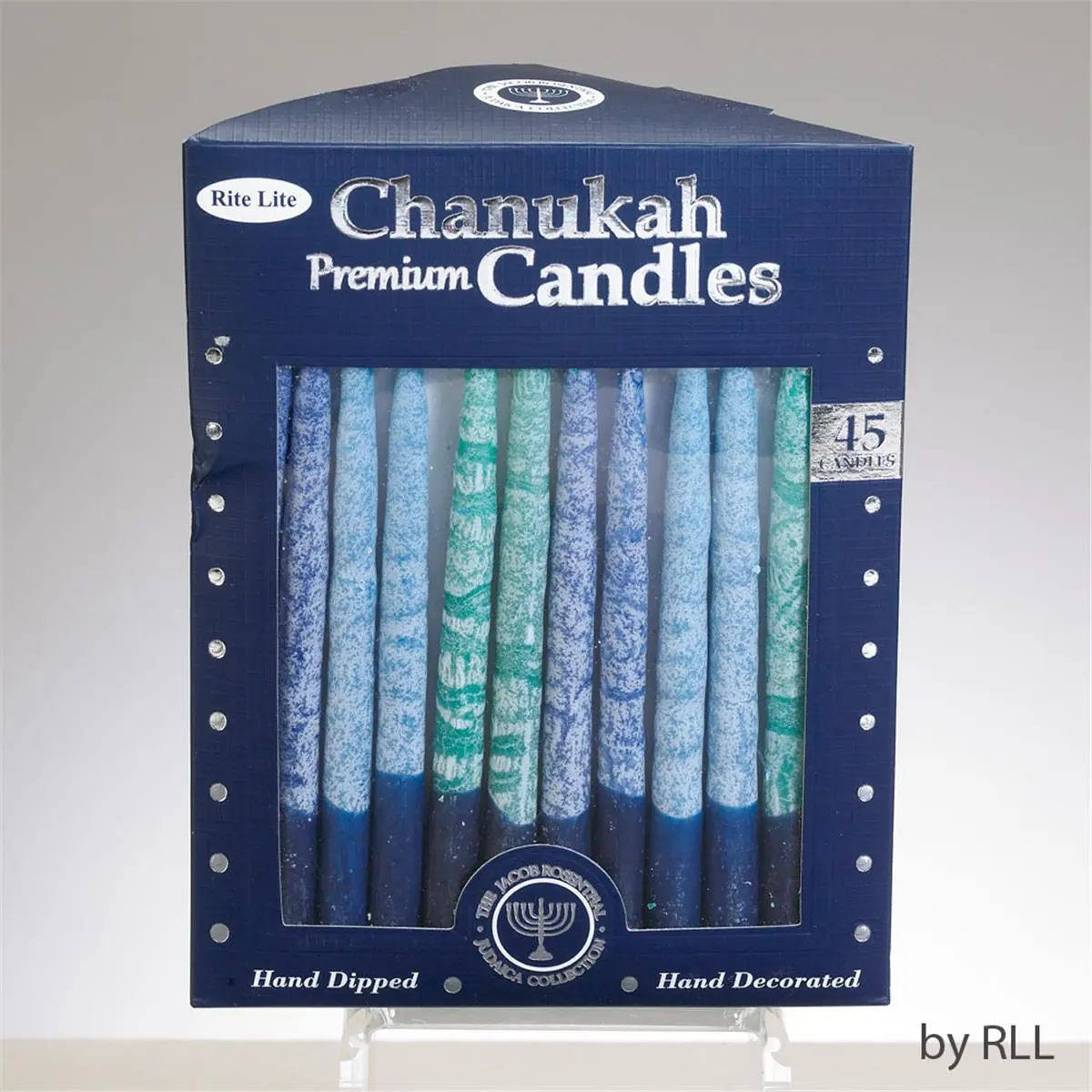 Rite Lite C-37-BWN2 Hand Craft Frost Premium Chanukah Candles, Shades of Blue - Pack of 12
