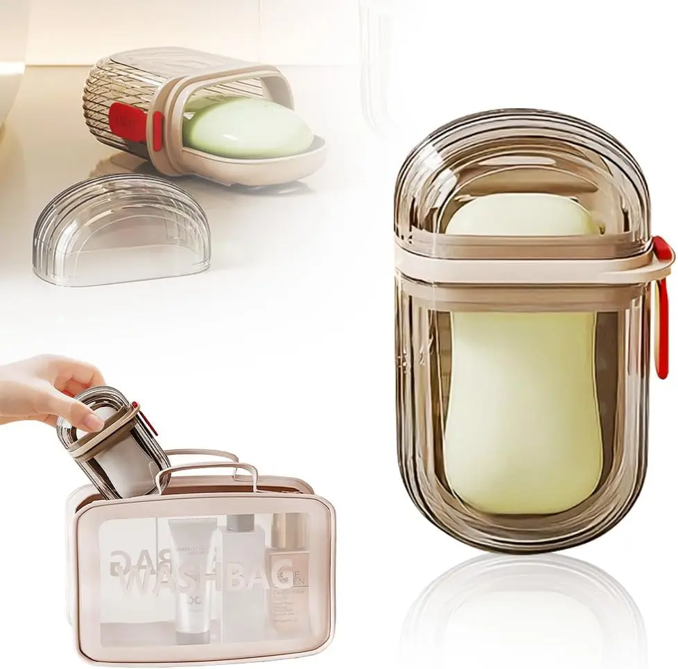 Travel Soap Box - Portable Soap Container with Lid Leak Proof Design for Shower Bath and Bathroom Use Soap Travel Case Bar Detachable for Easy Cleaning Durable PP & PE Plastics - Restroom