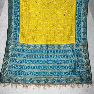 Beautiful silk Saree with handwork and tassel