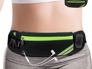Slim Running Belt Fanny Pack with Adjustable Waist Strap and Reflective Detail for Hiking Cycling Workout Jogging, Water Resistant Travel Money and Phone Holder