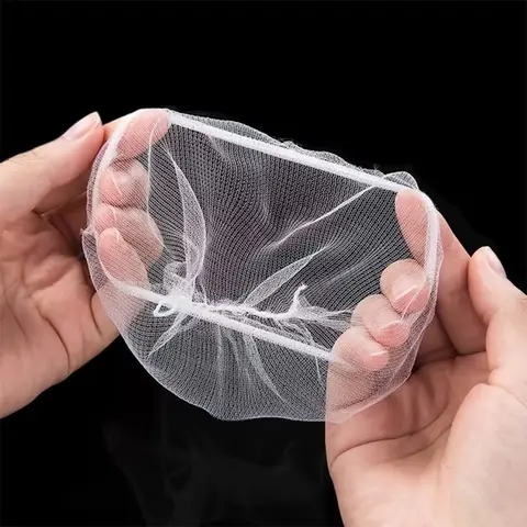 100pcs Fine Mesh Grid Sink Strainer Bags - Disposable/Reusable Polyester Drain Protectors with Retractable Edges, Durable Strainer Sieves and Colanders for Kitchen/Bathroom, Prevents Clogs, Fits Drainage Holes, Ideal for Home Cooks